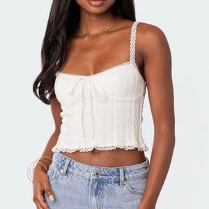 edikted lacey knit tank - white size S